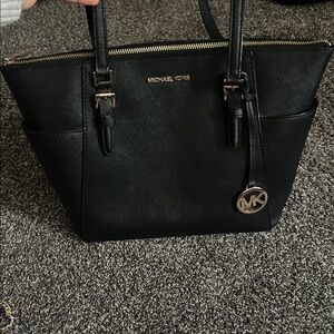 Michael Kors Black Tote with Gold Accents